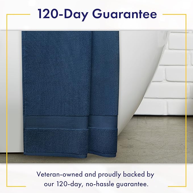 Alusa Home 100% Organic Zero-Twist Cotton Towels - GOTS Certified Luxury Bath Towels - Ultra Soft & Plush 700GSM Long-Staple Cotton - 6 Piece Towel Set (Navy Blue)
