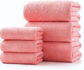 Lumimi Towel Set of 6 Very Soft Microfiber 3 Bath and 3 Hand Towels Quick Dry Light Weight for Bathroom Gym Salon, 6 Pack Pink Red