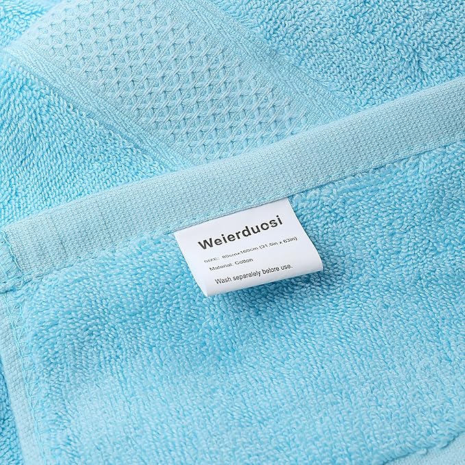 Fluffy Cotton Bath Towels Set650GSM,2-Piece Set, Thickened and Enlarged(31.5x63 inches),Super Absorbent,Soft,Suitable for Hotel, Bathroom, Swimming Pool, SPA,Gift (Sky Blue)
