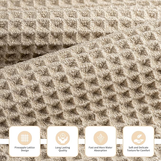 MICROFI Microfiber Waffle Bath Towels, 3 Pieces, Oversized, Soft, Absorbent, Fast Drying, Lint Free, Includes Bath, Face and Hand Towels 430 GSM