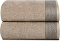 BELIZZI HOME 2 Pack Oversized Cotton Bath Towels, Tan, 28x55 inches