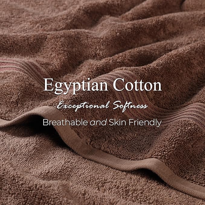 Superior Egyptian Cotton 9-Piece Towel Set, Assorted Towels for Home Bathroom, Guest Bath Decor Essentials, Includes 3 Bath, 3 Hand, 3 Face Towels/Washcloths, Quick Dry, Absorbent - Mocha