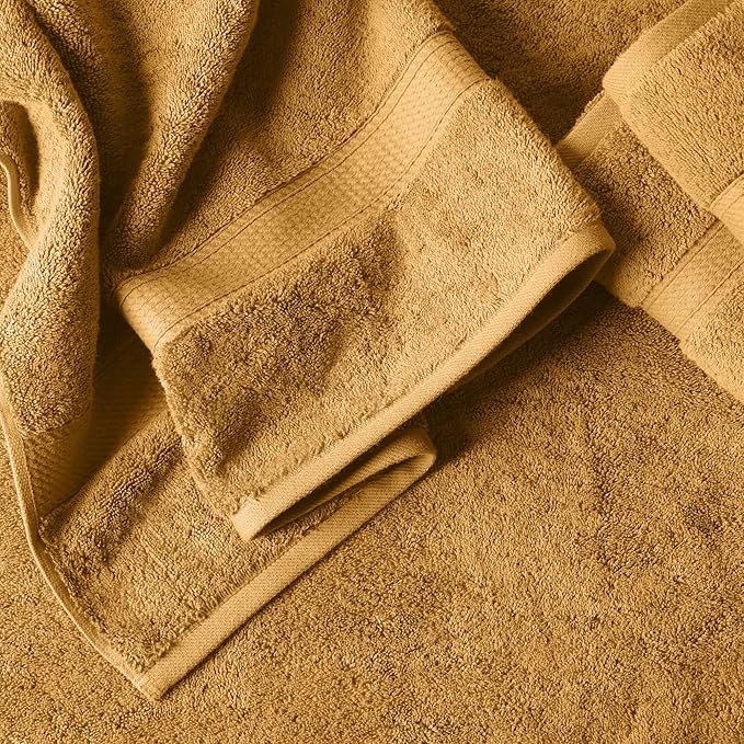 Superior Egyptian Cotton Pile Heavyweight Bath Sheet Set, Oversized Ultra Soft Luxury Towel, Absorbent Heavyweight, Guest Bath, Hotel, Resort, Spa, Pool, Home Bathroom, Shower Basics, Set of 2, Gold