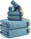 REDKISS 6 Piece Luxury Bath Towel Set, 2 Bath Towels, 2 Hand Towels, 2 Washcloths, 100% Cotton Ultra Soft Highly Absorbent Quick Dry Towels for Bathroom, Gym, Spa, Hotel, Sky Blue