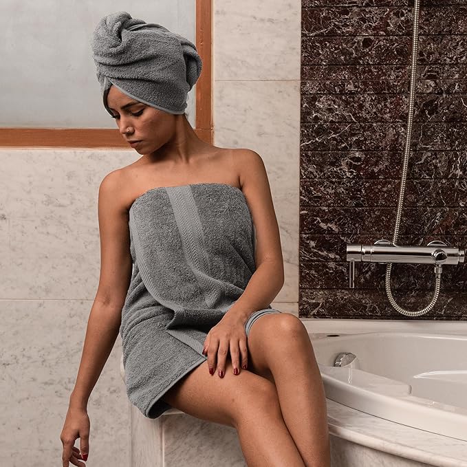 HERCULEAN Large Bath Towels 24 x 50 Pack of 6 | Quick Dry and Highly Absorbent | 100% Cotton Terry Towels for Bathroom - Perfect for Shower - Pool and Spa - Luxury Soft Towels - Light Grey