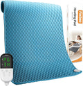Extra Large Heating Pad for Back Pain 32"x24" King Size XL Electric Heating Pad for Period Cramps Relief & Body Neck Shoulder Auto Shut Off Heat Pad Temperature Settings Machine Washable Light Blue