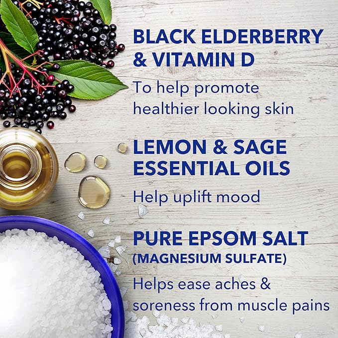 Dr Teal's Epsom Salt Magnesium Soak, Black Elderberry with Vitamin D, 3 lbs