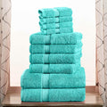 SUPERIOR Egyptian Cotton Pile 10 Piece Towel Set, Includes 2 Bath, 4 Hand, 4 Face Towels/Washcloths, Ultra Soft Luxury Towels, Thick Plush Essentials, Guest Bath, Spa, Hotel Bathroom, Turquoise