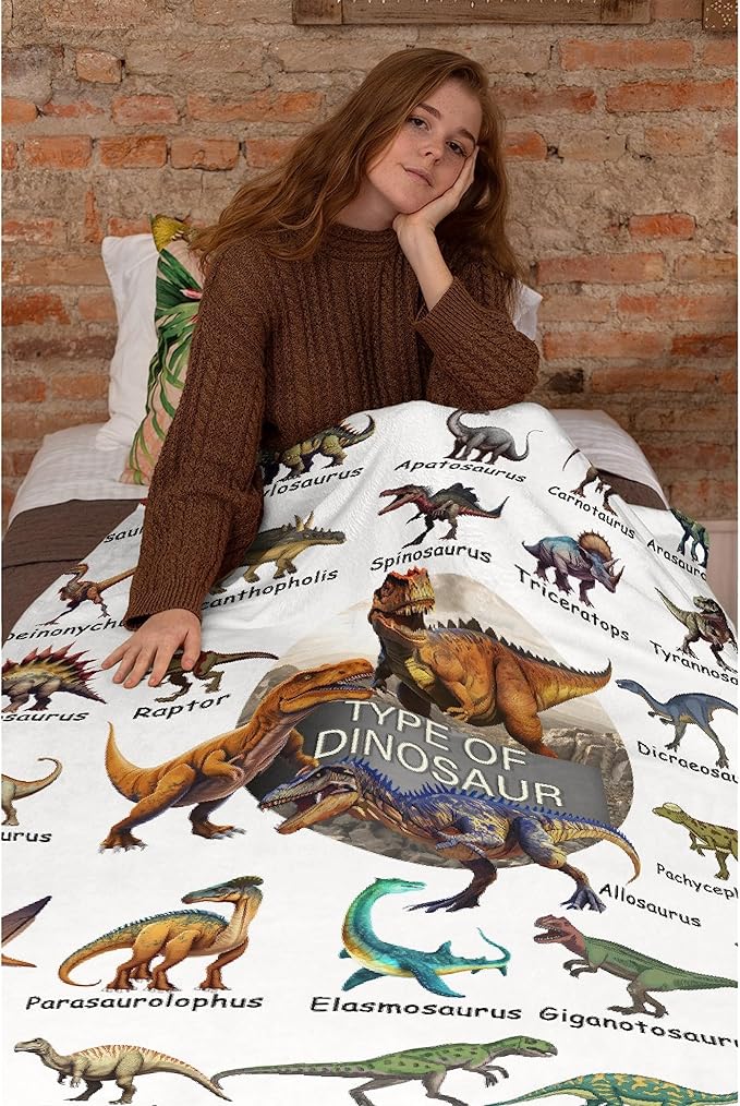 Dinosaur Blanket Flannel Fleece Blanket Throw Couch Microfiber Soft Cozy Lightweight Luxury Bed Blanket 120"x90"for Family