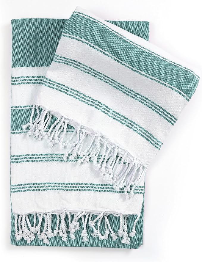 Goroly Home Cotton Turkish Peshtemal Beach Towel, Extra Large, Thin Quick Dry Sand Free Pool & Swim Towel, Bathing Blanket, Travel Essentials, (Sea Green, 36x71 Inches)