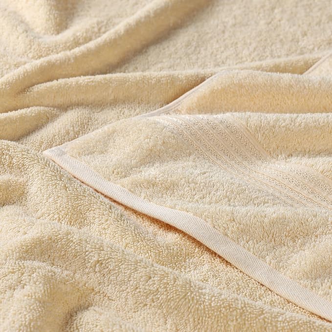 Superior Egyptian Cotton 4-Piece Bath Towel Set for Shower, Bath, Spa, Resort, Hotel, Soft Body Towels, Airbnb Essentials, Apartment, Dorm, Quick Dry, Absorbent, Bathroom Basics, Canary
