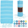Beach Towel 100% Cotton Turkish Beach Towel Adult 38x70 Inch Pre-washed Absorbent Extra Large|Sand Free Quick Dry BathTowels|Lightweight Blanket|Travel Cruise Camping Spa Gym Yoga Towel|Blue Atoll