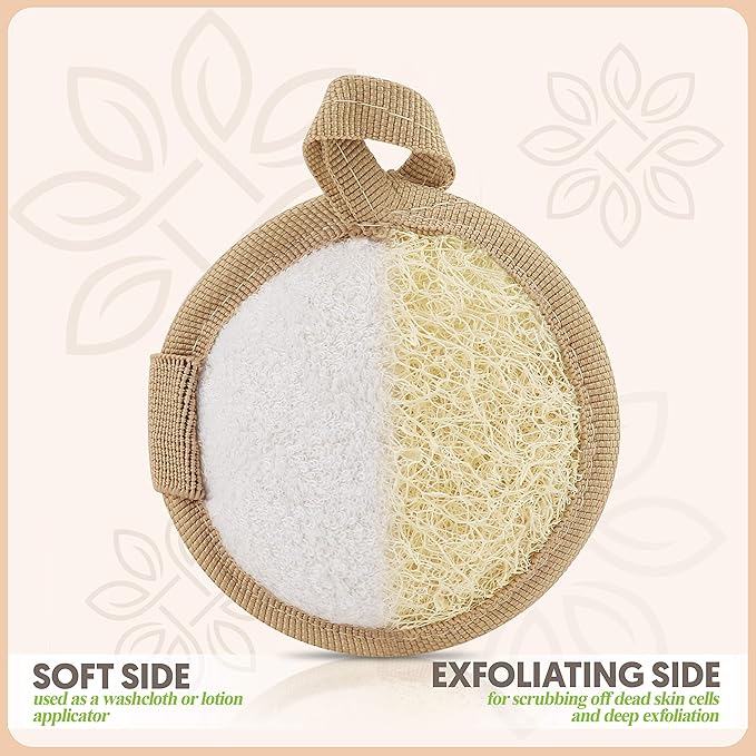 Almooni Natural Loofah Exfoliating Facial Scrubber, Made with Natural Egyptian Shower Loofah Sponge, Bath Shower Loofah Sponge for Women and Men, for Face that Gets You Clean - 6 Count (1 Pack)