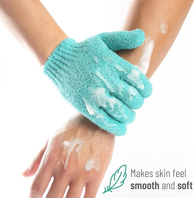 Slick Exfoliating Gloves - 4 Pcs Body Scrub Gloves, Shower & Bath Exfoliation Mitts