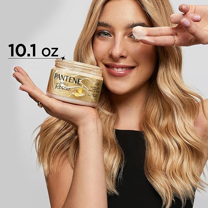 Pantene Miracle Rescue Hair Mask, Intensive Bond Repair with Melting Pro-V Pearls/Melts Away Damage/Builds Bonds/Strengthens Against Damage/Deep Conditioning - Dry Damaged Hair 10.1 fl oz (Pack of 12)