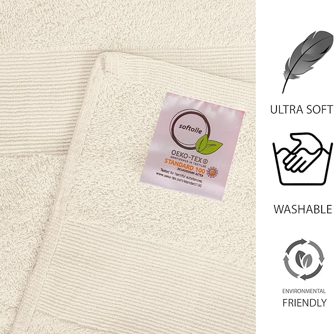 Softolle 100% Cotton Luxury Bath Sheets - Pack of 2 (35" x 70") | Super Soft, Quick-Dry & Highly Absorbent Towels for Bathroom, Home, Spa & Gym (Cream)