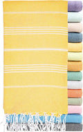 Ray Silver Turkish Beach Towel – 100% Cotton 40x71 Quick Dry Oversized Sand Free Lightweight Blanket for Travel Camping Bath Sauna Pool Gym Yoga (1pc - S-Yellow)