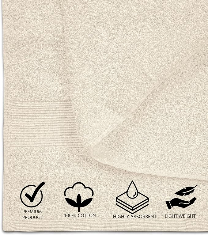 Softolle 100% Cotton Luxury Bath Sheets - Pack of 2 (35" x 70") | Super Soft, Quick-Dry & Highly Absorbent Towels for Bathroom, Home, Spa & Gym (Cream)