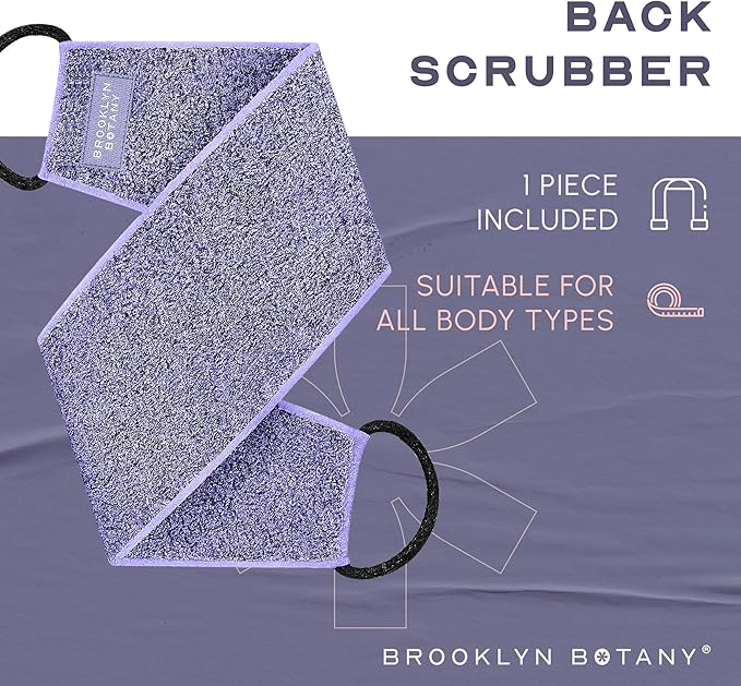 Brooklyn Botany Exfoliating Back Scrubber for Shower and Bath with Handles – Heavy Duty Exfoliating Body Scrubber for Massage and Dead Skin Remover for Body – 32.5” x 5”