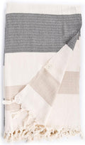 Bersuse 100% Cotton Aspendos XL Throw Blanket for Couch - 100% Cotton Lightweight Durable Throw Blanket, Big Blanket for Sensitive Skin, Decorative and Versatile - 60x90 Inches, Black-Beige