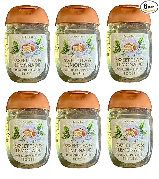 Bath and Body Works Classic and Seasonal Scents Pocketbac Gel Sanitizers - Pack of 6-1 oz each (Sweet Tea & Lemonade)