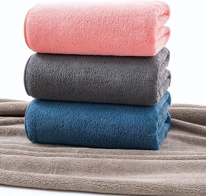 Lumimi 4 Pack Microfiber Bath Towel Set,Ultra Absorbent Quick Dry 29" L x 13" W, Lightweight & Durable for Gym/Spa/Travel/Home, Supple Skin-Friendly Fabric in Multicolor(Ideal Gift)
