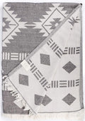 Bersuse 100% Cotton Belize XL Throw Blanket Turkish Towel Beach Blanket - Beach Camping Essentials - 75x90 Inches, Black