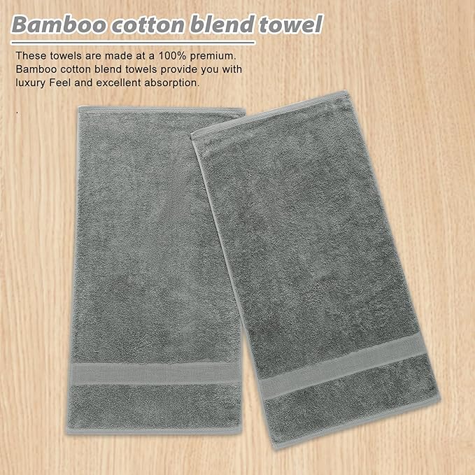 Aibaser Hand Towels-16x30inch - Lightweight and Highly Absorbent Hand Towels for Bathroom, Travel, Gym, Shower and Spa (Grey)