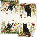 Accnicc 2 Pack Black Cat Bathroom Hand Towels Decorative Spring Floral Dish Kitchen Towel 16x27 Inch Botanical Butterfly Mushroom Wildflowers Absorbent Soft Microfiber Bath Towels Hotel Spa Decor