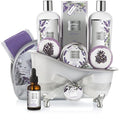Mothers Day Bath Gift Basket Set for Women: Relaxing at Home Spa Kit Scented - Lavender and Jasmine with Large Bath Bombs, Salts, Shower Gel, Body Butter Lotion, Bath Oil, Bubble Bath, Loofah & More