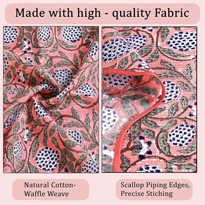 Ridhi Block Print Dark Salmon Cotton Spa/Beach Towel 27"x54" Set of 2 Handmade Bath Towel, Quick Dry Turkish Style Bath, Soft Absorbent Luxury Towel for Home, Gym & Spa, Boho Bathroom Décor