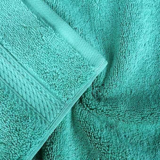 SUPERIOR Egyptian Cotton Pile 8 Piece Towel Set, Includes 2 Bath, 2 Hand, 4 Face Towels/Washcloths, Ultra Soft Luxury Towels, Thick Plush Essentials, Guest Bath, Spa, Hotel Bathroom, Turquoise