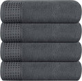 GLAMBURG Ultra Soft 4 Pack Oversized Bath Towel Set 27x54 inches, 100% Cotton Bath Towels, Highly Absorbant Compact Quickdry & Lightweight Towel, Ideal for Gym Travel Camp Pool - Charcoal Grey