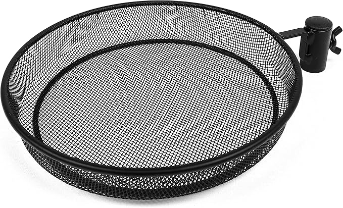 Deck Bird Feeder and Bath with Metal Mesh Tray and Water Bowl – Deck Railing Bird Feeder Mount for Attracting Birds - Detachable, Adjustable, Heavy Duty – Complete with Cleaning Brush and Seed Scoop