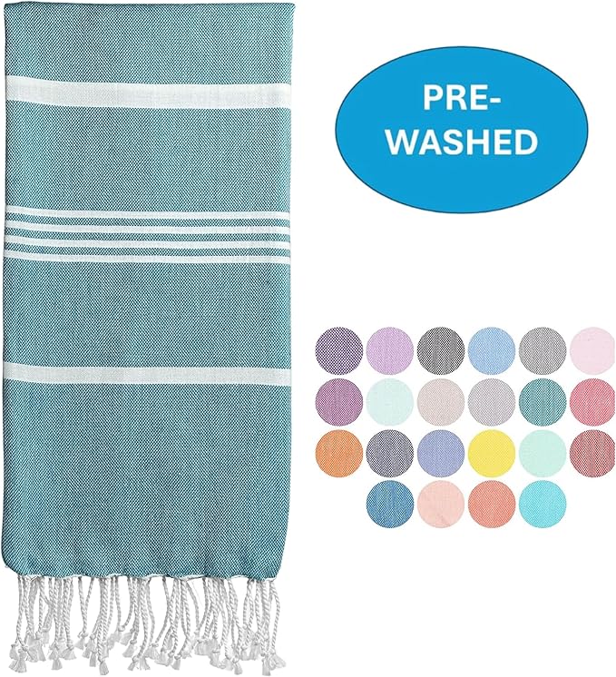 Beach Towel 100% Cotton Turkish Beach Towel Adult 38x70 Inch Pre-washed Absorbent Extra Large|Sand Free Quick Dry BathTowels|Lightweight Blanket|Travel Cruise Camping Spa Gym Yoga Towel|Ocean Depths
