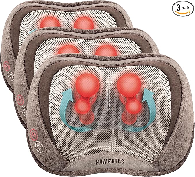 Homedics 3D Full Body Shiatsu & Vibration Massage and Heat Pillow for Neck,Upper Back and Lumbar,(Pack of 3)