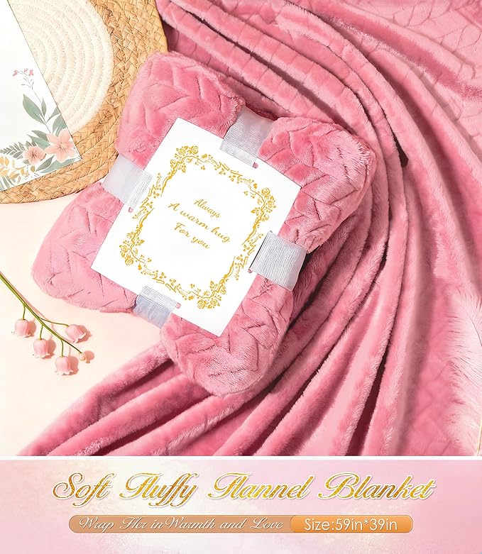 Birthday Gifts Basket for Women Mom Her Sister Grandma, Get Well Self Care Gift For Friend, Relax Spa Set-Luxury Flannel Blanket Rose Flower, Wife Gift Mothers Day Christmas Valentines Jeowoqao