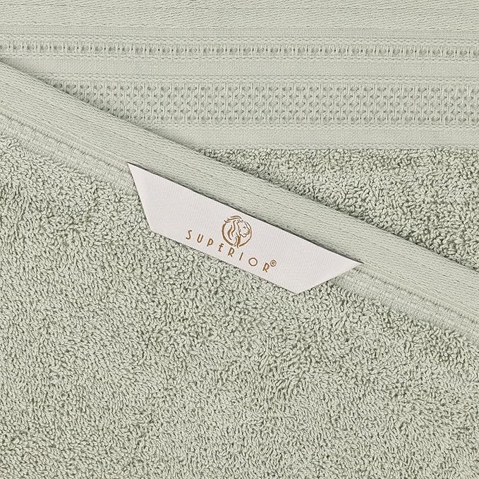 Superior Honeycomb Cotton Medium Weight Towels, for Guest Bath, Master Bathroom, Shower, Quick Dry, Adults, Home Essentials, Textured Waffle Border, Assorted Towel Set, 6 Piece Towel Set, Sage