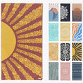 FESHKA Sand Free Turkish Beach Towel (37 x 67) Quick Dry Bath Towel, Oversized Beach Blanket, Lightweight for Travel - Made with 100% Organic Turkish Cotton - Golden Hour (Yellow/Maroon)