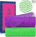 2 Pieces African Net Sponge – Real Authentic Exfoliating Bath Sponges for Silky Smooth Skin, Deep Cleansing Mesh for Full Body, Quick-Drying & Travel-Friendly (Purple Green)