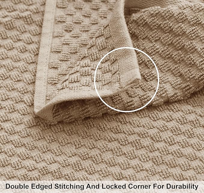 COTTON CRAFT Waffle 6 Piece Towel Set - 100% Cotton - 2 Oversized Luxury Euro Spa Waffle Weave Large Bath Towels, 2 Hand Towels, 2 Washcloths - Absorbent Quick Dry Hotel Bathroom Shower Pool - Linen