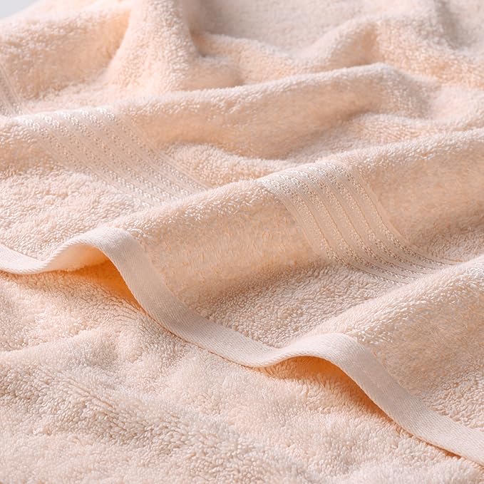 Superior Egyptian Cotton 8-Piece Towel Set, Assorted Towels for Home Bathroom, Guest Bath Decor Essentials, Includes 2 Bath, 4 Hand, 2 Face Towels/Washcloths, Quick Dry, Absorbent, Peach