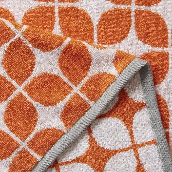 Intelligent Design Lita Cotton Bathroom Towels , Jacquard Highly Absorbent Bath Towel Set , 6-Piece Include 2 Bath Towels & 4 Hand Towels , Orange Grey