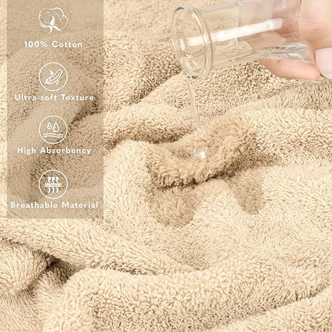 American Soft Linen 100% Cotton 600 GSM Turkish 40x80 Oversized Bath Towel Sheet, Extra Large Adult Towels for Bathroom, Beige Bath Sheet