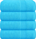 Belizzi Home 4 Pack Bath Towel Set 27x54, 100% Ring Spun Cotton, Ultra Soft Highly Absorbent Machine Washable Hotel Spa Quality Bath Towels for Bathroom, 4 Bath Towels Turquoise Blue
