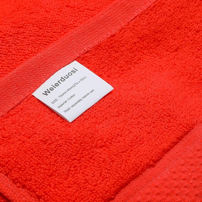 Cotton Bath Towels Set, 2-Piece Set(27x55 Inches) Super Absorbent Quick Drying, Soft,Suitable for Bathroom, spas, Gyms,Gift(White,Watermelon Red)