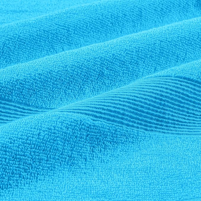 Belizzi Home 4 Pack Bath Towel Set 27x54, 100% Ring Spun Cotton, Ultra Soft Highly Absorbent Machine Washable Hotel Spa Quality Bath Towels for Bathroom, 4 Bath Towels Turquoise Blue