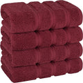 American Soft Linen Luxury Hand Towels for Bathroom, 600 GSM Heawy Weight 16x28 Size 100% Cotton Turkish 4 Piece Hand Face Towel Set, Bordeaux Red Hand Towels