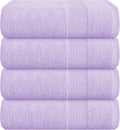 Belizzi Home 4 Pack Bath Towel Set 27x54, 100% Ring Spun Cotton, Ultra Soft Highly Absorbent Machine Washable Hotel Spa Quality Bath Towels for Bathroom, 4 Bath Towels Purple