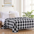 Fine Cotton Blend Blanket Luxurious Weave Stylish Design Soft and Comfortable All Season Warmth, Full/Queen, Buffalo Plaid Black White(Pack of 1)